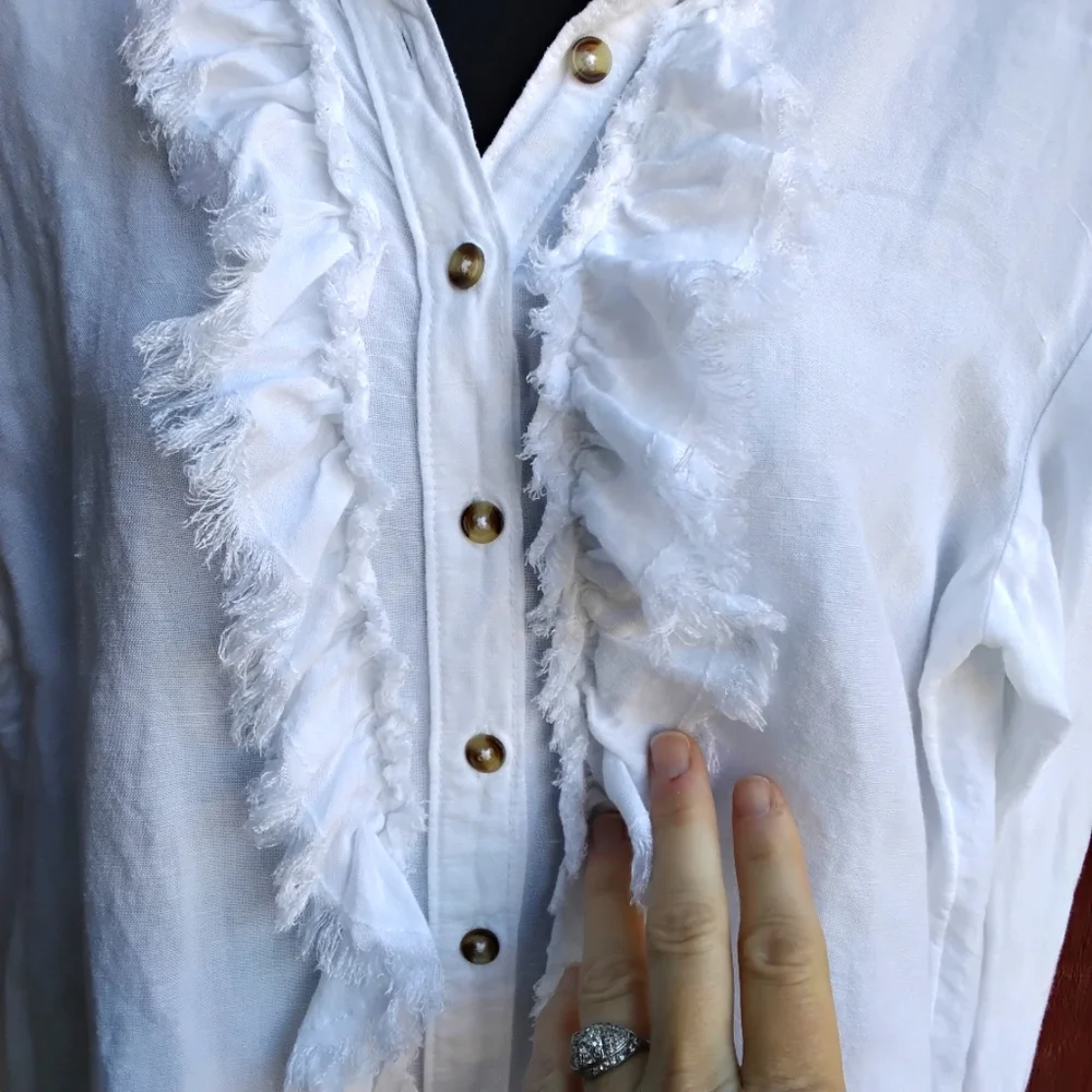 Anthropologie Ruffle Front Shirt - Picture 1 of 6